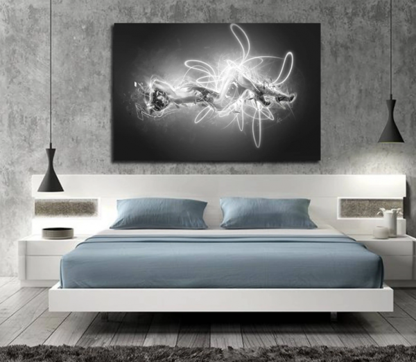 Kamar dengan hiasan dinding kanvas seni kontemporer